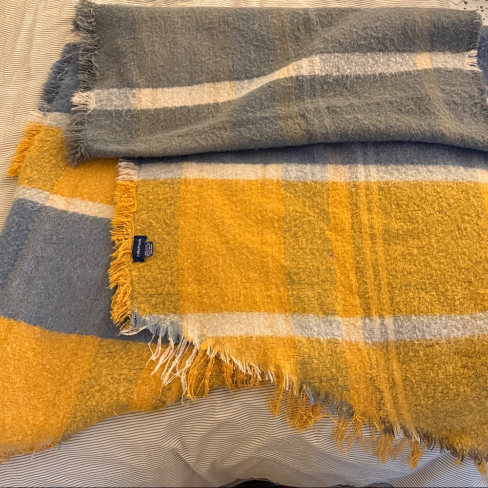 Hat Attack Yellow and Gray Plaid Wrap